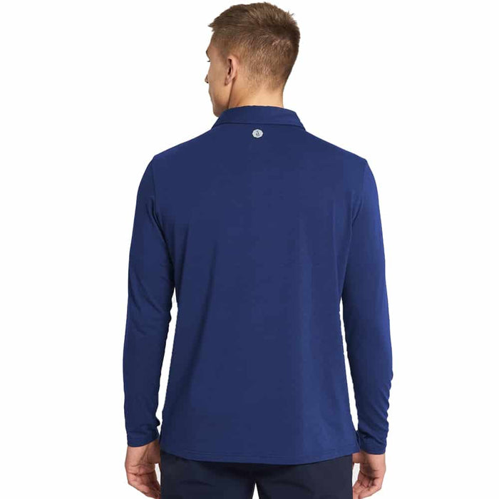 Solbari Sensitive Long Sleeve Polo Shirt Navy Back