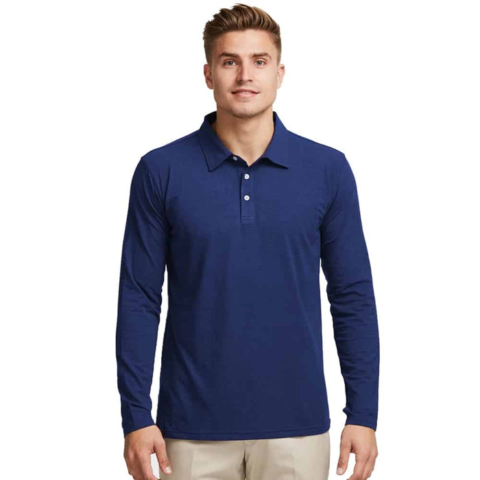 Solbari Sensitive Long Sleeve Polo Shirt Navy