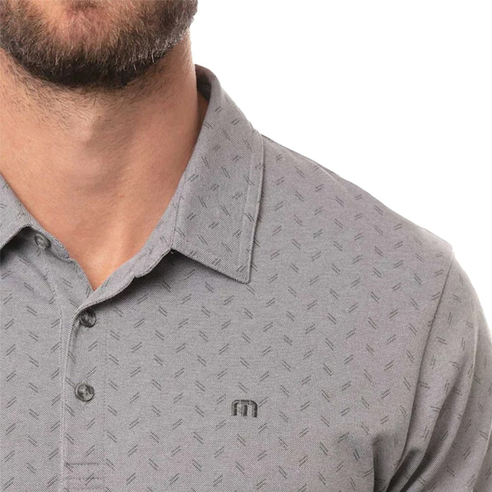 Travis Mathew Hot and Toasty Polo Shirt Heather Quiet Shade Chest